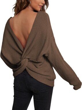 Chic Off-Shoulder Sweater with Criss-Cross Back | V-Neck Batwing Cropped Top